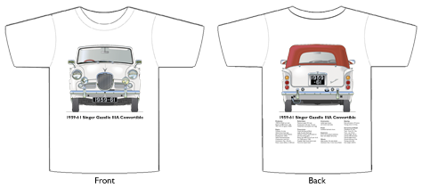 Singer Gazelle IIIA Convertible 1959-61 T-shirt Front & Back